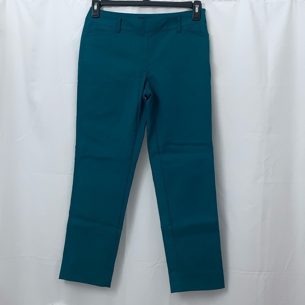 White House Black Market Perfect Form Slim Ankle Pants Teal Blue 2R